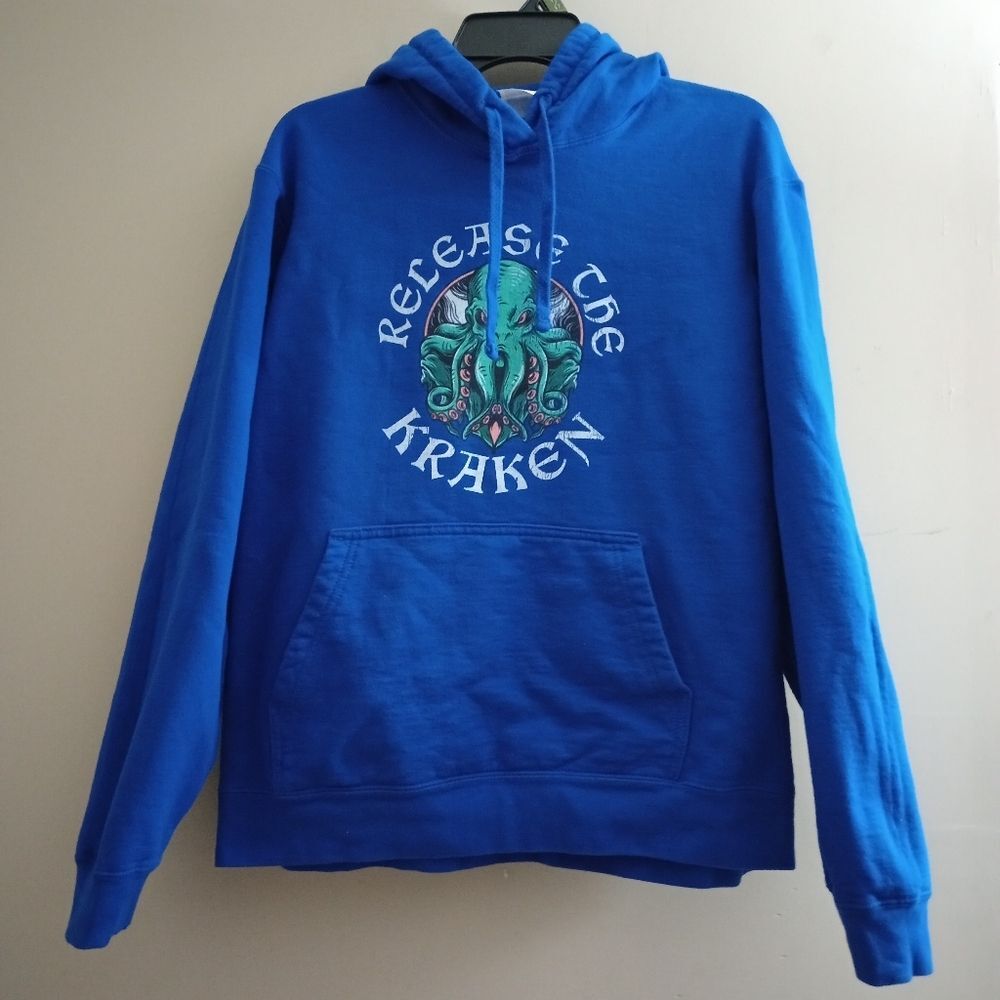Port & Company Release the Kraken Royal Blue Hoodies Size Medium